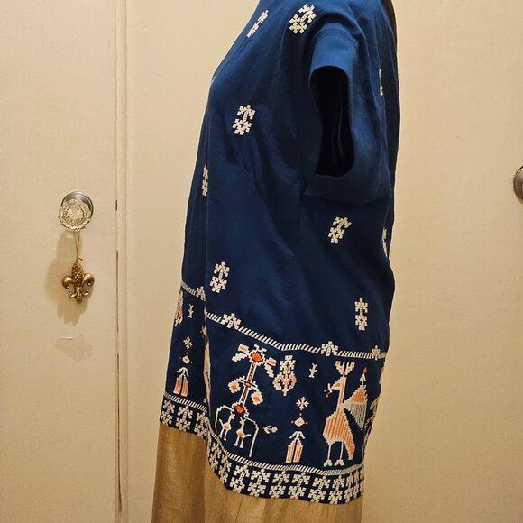 Floreat by Anthropologie Shift Dress, Cap Sleeves Aztec Pattern Size 12 - Picture 6 of 12